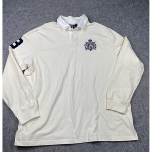 Vintage Polo Ralph Lauren Shirt Mens L Cream Rugby Bleeker Street 67 Equestrian